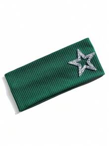 1pc Women's Rhinestone Pentagram Ribbed Solid Color Casual Outdoor Headband, Fashionable Versatile Daily Street Hair Accessory - Multicolor - View 35