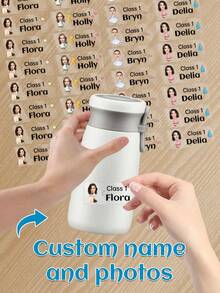 60 piezas Pegatinas transparentes personalizadas con nombre & foto - 25 estilos, Pegatinas transparentes impermeables personalizadas con etiquetas de nombre para jóvenes - Multicolor - Ver 25