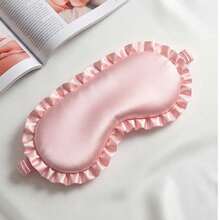 1pc Cute Pink Eye Mask, Adorable Cartoon Face Plush Sleep Mask, Soft And Comfortable Travel Home Sleep Accessory For Women - Skirt Hem Style - View 8