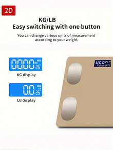 [Intelligent Golden Scales] Smart Body Weight Scale, Digital Bathroom Scale, Smart Digital LED Weight Scale, Bathroom Tool, Max Capacity 400 Lbs/180 Kg, Tempered Glass Surface, Temperature Detection, Uses AAA Batteries (Not Included) - Multicolor - View 5