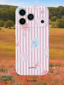 GIIPPA 1件粉色條紋背景海洋元素圖案設計手機殼，適用於Phone 17 Pro Max，相容於Phone 16 Pro Max、15 Pro Max、14 Pro Max，韓系高端時尚趣味手機殼，相容於11/12/13/14/15/16 Pro Max Plus，優雅設計男女皆宜，適合送給女友的聖誕節、情人節、復活節、婚禮季與生日完美禮物！ - 粉色 - 查看 8