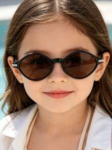 1pc Kids 6-9 Years Old Oval Fashion Glasses, Classic Pure Black Frame, PC Material, Solid Color Lenses, Casual Lightweight, Suitable For Daily Outdoor Use, With Glasses Case - Multicolor - View 15