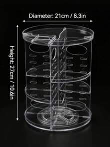 1件 3層 360°旋轉透明PET塑料化妝品收納架，圓形隔層旋轉化妝收納塔，浴室梳妝台桌面口紅刷子香水收納架 - 彩色 - 查看 13
