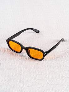 1 Pair Men's Fashion Fashion Glasses, Personalized UV Protection Square Small Frame With Rivet Detail, Street Style Outdoor Driving Cycling Sun Protection Fashion Glasses - Multicolor - View 7