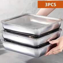 5pcs Large Stainless Steel Square Food Storage Containers With Transparent Lids, Leak-Proof, Stackable, Durable, Perfect For Camping, Outdoor Adventures And Home Use, Ideal For Storing Meat And Fruit - Multicolor - View 8