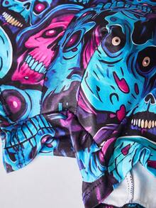 1 Piece Set Of Men's Shorts, Halloween Skull Pattern, Soft And Skin-Friendly Fashionable Men's Underwear, Men's Boxing Shorts - Multicolor - View 5