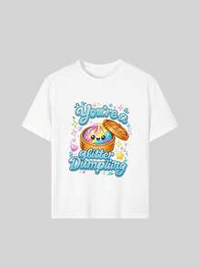 Tween Girl Casual Fun Print Crew Neck Short Sleeve Pullover T-Shirt Summer Top - White - View 3