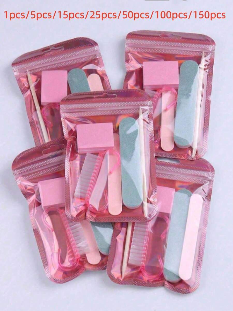1-150件迷你指甲锉與角質推子，雙面指甲锉，木製角質推子，美甲護理，適合返校季、萬聖節、聖誕節禮物