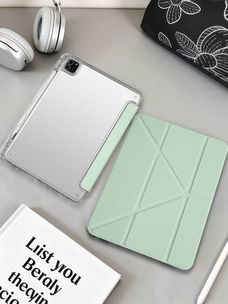 1件透明壓克力 Y 型折疊薄荷綠平板保護殼,適用於 iPad Mini6/7/Air/Air2/9.7/10.2/10.5/10.9 (Air4-Air8)/Pro 11/10th Gen/A16/Pro 11 2024,全透明壓克力背殼,絲綢質感 8 折蓋,可調節支架,自動休眠/喚醒,內置筆槽,不含筆,部分機型附相機框 - 薄荷綠 - 查看 1