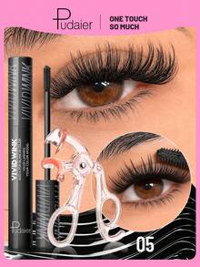Pudaier 2pcs Colorful Mascara & Eyelash Curler Set, Waterproof Volumizing Non-Clumping Formula, Long-Lasting Curl & Lift, Suitable For Beginners - #05 - View 7