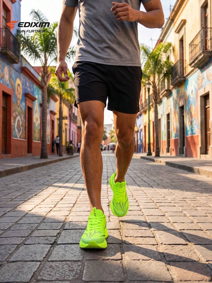EDIXIM 2026 Summer New Mesh Student Soft Sole Lightweight Shock-Absorbing Breathable Casual Road Running Shoes For Men - Fluorescent Green - View 1