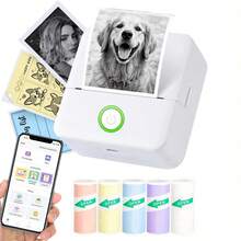 GOTOOGO 迷你便攜式無墨熱感貼紙印表機,附5卷紙,兼容iOS與Android,適用學習筆記、照片、學習備忘錄、圖片DIY列印 - 彩色 - 查看 3
