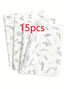 5/15/25/35 Sheets White Background Light Gray Line Drawing Plant Pattern Thin Paper, Suitable For DIY Crafts, Party Gifts, Bouquet Wrapping, Clothing Packaging And Birthday Gift Decoration - Light Gray Line Art Plants On White Background - View 6
