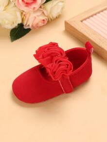 Cute Pink Spring/Autumn Style Bowknot Solid Color Princess Shoes, Infant Casual Shoes For Newborns And Toddlers - Red - View 3