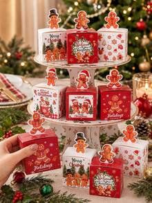 24 Christmas Gift Boxes, Gingerbread Man Christmas Tree Design Mini Christmas Candy Boxes, Christmas Holiday Party Gift Boxes, Merry Christmas Gifts, Christmas Gift Packaging Boxes, Gift Packaging Bags, Christmas Decorations, Christmas Atmosphere, Home Decor, Table Decor, Christmas Ornaments, Christmas Party Supplies, Christmas Eve Holiday Party Supplies, Christmas Decor - Multicolor - View 7