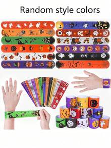 1/10pcs Halloween Slap Bracelets, Halloween Party Small Gifts, School Classroom Rewards, Halloween Candy Bag Gifts Toys, Halloween Slap Bracelets, Halloween Gifts, Halloween Decorations - Multiple Styles - View 6