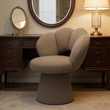 Makeup Stool, Elegant Dressing Table Chair With Curved Backrest For Bedroom Makeup Area, Home Decor - Grey - View 6