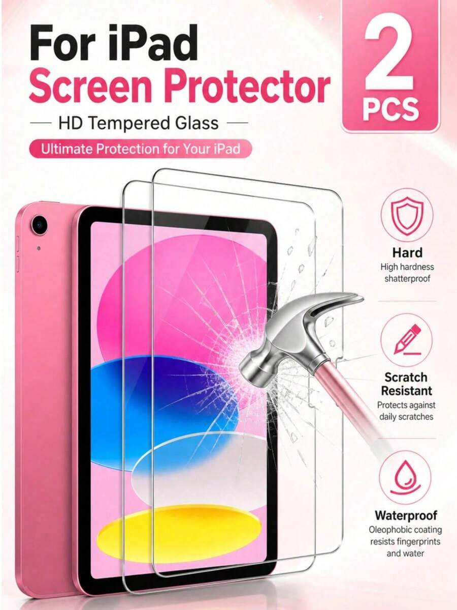 ZYONS 2pcs/Set Tempered Glass Screen Protector Compatible With IPad High Definition Tablet, Compatible With IPad A16 2025 11th Gen/Apple , Anti-Scratch, High Transparency, Anti-Fingerprint, Easy Installation, Anti-Shatter, Bubble-Free, Essential Choice For Daily Screen Protection. Screen Protector, Suitable For Office And Home Tablet Screen Protection, Tablet Accessories, Waterproof, Shockproof, Anti-Drop, Full Coverage, Compatible With IPad Air 11-Inch (M5/M4/M3/M2) 2026/2025/2024 11" 13" - Clear - View 1