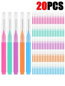 100/50/30/20/10pcs Orthodontic Interdental Brushes Stainless Steel Braces Toothbrush Plastic Toothpicks Push-Pull Cleaning Toothbrush Random Color - Multicolor - View 10