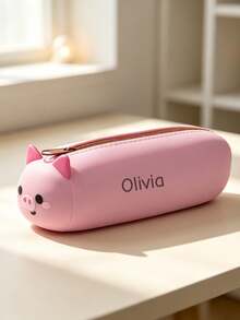 1 buah Tempat Pensil Silikon Kartun Hewan dengan Nama Kustom, Kantong Pensil Silikon dengan Resleting, Tas Teks Personalisasi, Tas Penyimpanan Alat Tulis Portabel, Hadiah Kembali ke Sekolah untuk Siswa - MultiWarna - View 5