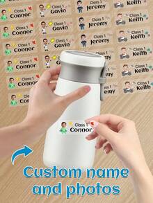 60 piezas Pegatinas transparentes personalizadas con nombre & foto - 25 estilos, Pegatinas transparentes impermeables personalizadas con etiquetas de nombre para jóvenes - Multicolor - Ver 30
