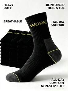 20 Pairs Men's WORK Work Socks, Thickened Wear-Resistant Protective Socks, Sweat-Absorbent Multi-Pack Long Work Socks - Multicolor - View 1