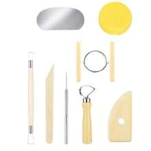 8pcs Plastic Clay Sculpting Tool Kit, Professional Pottery Modeling Tools With Wire Clay Cutter, Sponge, Scrapers For DIY Handmade Ceramic Art Crafts - Multicolor - View 9