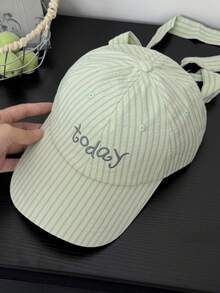 1 Peça Boné de Beisebol Estilo Y2K com Letra Bordada e Listras, Chapéu Feminino, Laço Doce, Chapéu de Sol Esportivo Multifuncional, Adequado para Festa, Uso Diário, Escola e Outras Ocasiões - Multicolorido - Visão 8