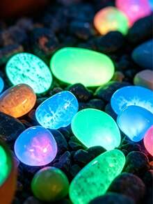 1 Pack Colorful Glow-In-The-Dark Pebble Stones Mixed Colors, Luminous Rock Decor For Aquarium Fish Tank Garden Path Patio Lawn Yard Landscape Ornament Halloween Decor Home Decor - A - View 5