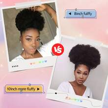 Super Fluffy Hair Scrunchie 4-10 Inch Drawstring Ponytail Bun, Suitable For Girls, Children And Women, 3 Sizes, Synthetic Hair Bun, Curly Hair Scrunchie Bun, 4-10 Inch Fluffy Drawstring Ponytail, Synthetic Hair Bun, Curly Hair Scrunchie Bun - Black - View 4