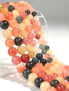 1 Strand Round Colorful Fur Natural Stones Loose Beads For Jewelry Making Bracelet Necklace Diy Sewing Clothing Decoration Making 6 8 10mm - Multicolor - View 9