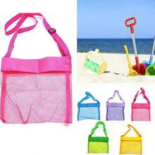 1/3pcs Bright Color Mesh Beach Tote Bag - Lightweight, Adjustable Shoulder Strap, Foldable Design,Back To School - Multicolor - View 10