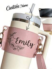 Customized Water Bottle Storage Bag With Shoulder Strap, Suitable For 40/30oz, Personalized Name Customization, Adjustable And Portable, Ideal For Hiking And Camping - Multicolor - View 4