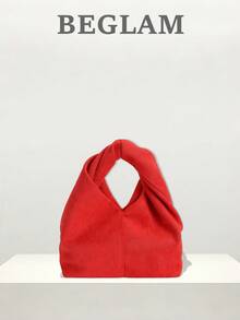 Fashionable Solid Color Ruffled Handbag, Suitable For Women Shopping, Dating, Gifts And Daily Use. - Red - View 1