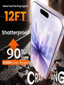 2片 17 Pro Max 鋼化玻璃螢幕保護貼 全螢幕覆蓋 黑色邊框 軍規防摔 9H 硬度 高清透明 無氣泡 易安裝 相容 iPhone 11 至 18 系列 相容手機殼 日常必備配件 母親節或週年紀念貼心禮物 - 無色 - 查看 3