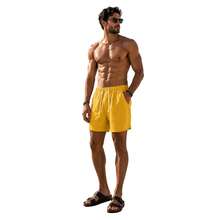 Set Of 3 Premium Linen Shorts For Men - Luxury Beachwear - Yellow - View 2