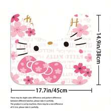 SANRIO 4件組 Hello Kitty 浴室浴簾套組含地墊，可愛貓咪浴室浴簾套組含地墊、馬桶蓋套與浴室地墊，現代浴室裝飾含地墊與12個塑膠掛鉤 - 4-piece shower curtain set - 查看 6