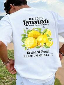 T-shirt uomo, a righe blu e bianche con motivo a limoni, attività ricreative e regali di viaggio, abbigliamento estivo da uomo, T-shirt da uomo per amanti dello stile italiano - Modello casual bianco - Visualizzare 5