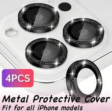 XINHONGYU 4pcs Black Shiny Sequin Rhinestone Camera Lens Protector Film, Compatible With IPhone 17 Pro Max Plus 16 15 14 13 12 Mini 11, Tempered Glass Protector Film, Birthday, Gift For Family, Friends, Shiny Crystal, Lens Protector Film, Phone Accessories, Waterproof, Shockproof, Anti-Fall, Anti-Scratch, Anti-Fingerprint Full Coverage - 4pcs - View 30