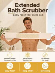 Rejuvenating Exfoliating Bath Towel To Remove Dead Skin Easily Thickened Soft Body Scrub & Back Scrubber For Adults And Teens Long Handle Style Luffa Sponge Towel Ideal For Daily Bathroom Wash Routine Travel Essentials Household Items Back To School - Multicolor - View 4
