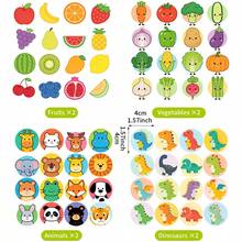Educational Puzzle Toy Cute Fruit Vegetable Animal Shaped Wooden Puzzle Board Early Learning Cognitive Blocks Memory Game Cards - Green - View 9