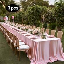 1 pieza, mantel rectangular de gran tamaño de color blanco sólido de satén de poliéster para bodas, fiestas y banquetes - Lavable a máquina y a mano, reutilizable, suministros de decoración para fiestas, adecuado para mesas largas, fiestas de varias personas, decoraciones para fiestas - Multicolor - Ver 36