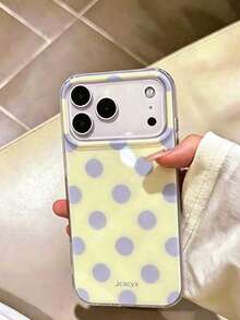 1PC Ins Polka Dot IMD Full Coverage Shockproof TPU Phone Case Compatible With Apple 11 Pro Max/12 Pro Max/13 Pro Max/14 Pro Max/15 Pro Max/16 Pro Max/17 Pro Max - Yellow - View 6