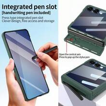 VIETAO Casing Ponsel Kulit Sintetis dengan Pena Terintegrasi, Kompatibel dengan Galaxy Z Flip 8 Flip8 7 6, Dilengkapi Pelindung Layar Kaca Tempered - Hijau - View 7