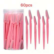 60pcs Eyebrow Trimmer And Razor Set, Exfoliating Shaving Tool, Body Hair Removal Trimmer And Facial & Kit, Long Handle Blades With Precision Protective Cover, Women's Eyebrow Grooming Tool, Suitable For Daily Or Travel Use, Face Razor - Multicolor - View 11