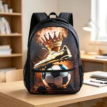 Mochila Estudiantil con Patrón de Fútbol Bolsa Deportiva para Viajes al Aire Libre - mochila con estampado de fútbol - Ver 7
