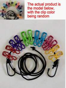 Portable Retractable Clothesline With 12 Clips, Multi-Purpose Indoor/Outdoor Laundry Drying Rope, Suitable For Apartment, Bathroom, Cruise, Camping, Travel, Beach, RV - Multicolor - View 12
