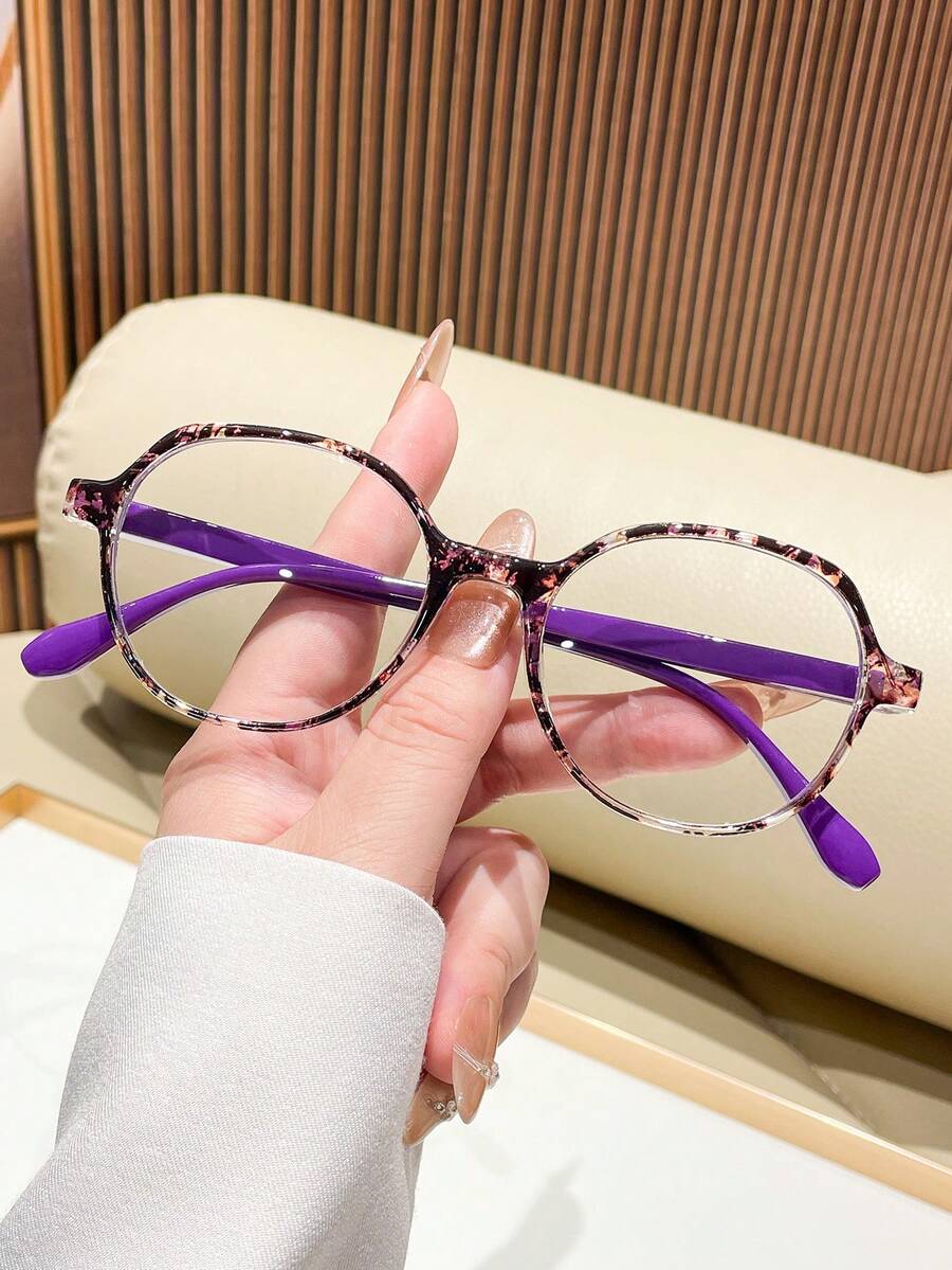 1PC/2PCS Women's New Round Frame Clear Lens Glasses, Gentle Style, Face-Flattering, Fashionable Versatile, Suitable For Daily Wear, Home, Selfie, Commute, Online, Office, Computer, Phone, Reading, Gaming - Clear - View 1