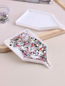 Plastic Diamond Nail Art Tray, Beaded Sorting Plate, Rhinestone Storage Box, Diamond Painting Accessories Tool, DIY Handmade Rhinestone Sorting Tray, Jewelry Gift, Suitable For Winter, Halloween And Christmas - White - View 5