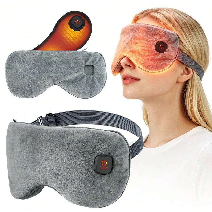 Hailicare Rechargeable Heated Eye Mask, 4-Level Smart Temperature Control, Ultra-Soft Flannel Light-Blocking Eye Mask, Washable Outer Cover, Relieves Eye Fatigue, Lightweight And Portable, Essential For Office, Travel And Home - Multicolor - View 1